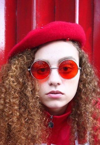 RED LENS SMALL ROUND GLASSES