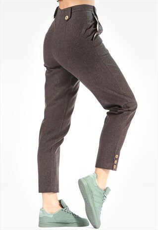 HIGH WAISTED WOMEN TAPERED WOOL TROUSERS