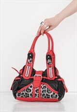 Vintage Y2K iconic sexy animal print baguette bag in black