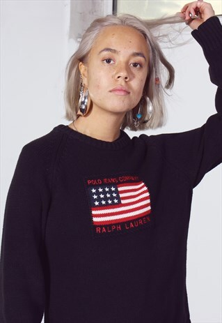 VINTAGE RALPH LAUREN BLACK KNITTED JUMPER