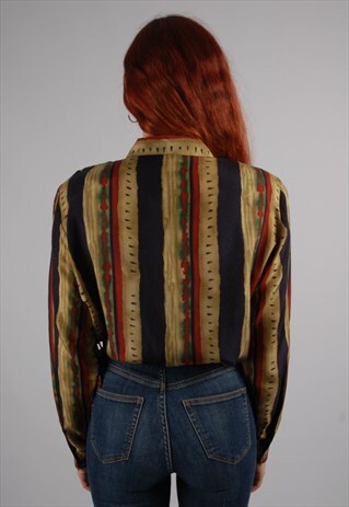 VINTAGE 80'S PRINTED SHIRT WITH SHOULDER PADS