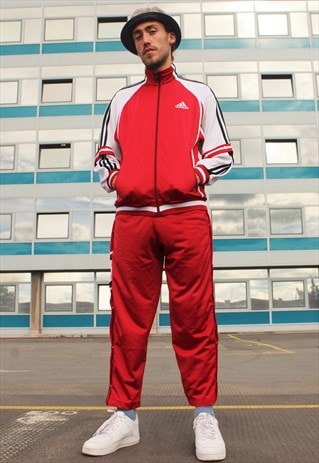 full red adidas tracksuit