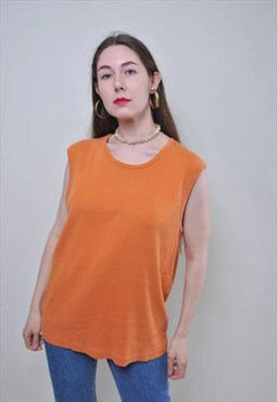 Orange sport style unisex vintage tank top