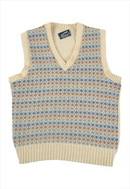Vintage Knitted Vest Jumper Retro Pattern Ladies Small