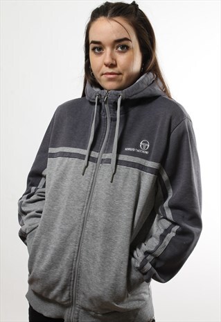 VINTAGE SERGIO TACCHINI 2 TONE GREY FULL ZIP HOODIE
