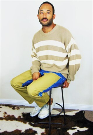 90S MINIMALIST SKATER LUXURY HORIZONTAL STRIPE SWEATER XL