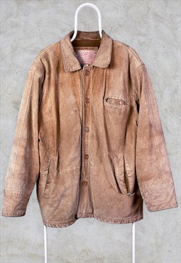 Vintage Ciro Citterio Leather Jacket Beige Tan Large