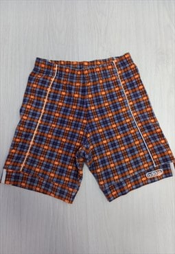 00's Shorts Checked Orange Navy Blue