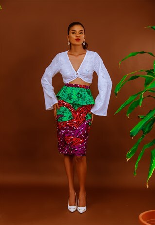 MULTI-COLOR UTILITY PENCIL SKIRT