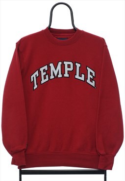 Vintage Temple Spellout Maroon Sweatshirt Mens