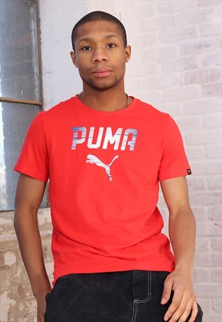 VINTAGE PUMA BIG PRINT LOGO T-SHIRT RED