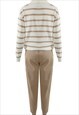 STRIPED JUMPER AND KNITTED JOGGER COORD SET IN BEIGE 