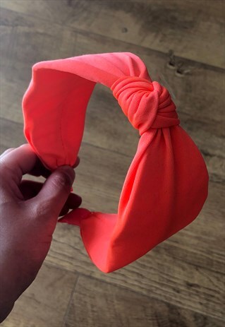 NEON ORANGE WIDE KNOT HEADBAND, HEADBANDS FOR WOMEN