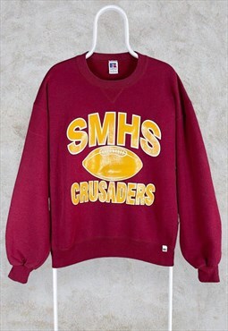 Vintage Red Russell Athletic Sweatshirt SMHS Crusaders USA 