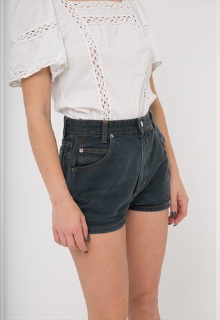 VINTAGE DARK HIGH WAISTED DENIM SHORTS
