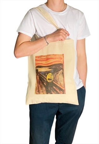 THE SCREAM WITH OGRE FUNNY MEME TOTE BAG VINTAGE ART