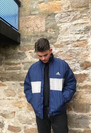ADIDAS VINTAGE UNISEX OVERSIZED PUFFER JACKET NAVY