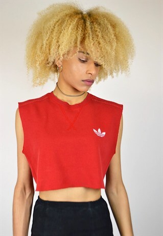 VINTAGE 90'S ADIDAS RAW-EDGE CROPPED SWEATSHIRT