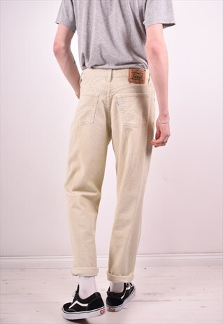 LEVI'S 462 MENS VINTAGE CORDUROY TROUSERS W30 L29 BEIGE 90S
