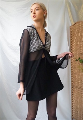 VINTAGE SEMI SHEER OPEN BLOUSE