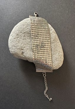 70's Vintage Silver Metal Chainmail Ladies Bracelet