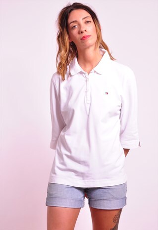 VINTAGE TOMMY HILFIGER WHITE 90S POLO SHIRT