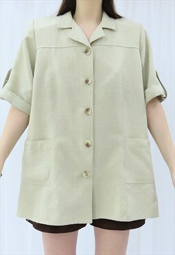 90s Vintage Light Beige Shirt (Size L)