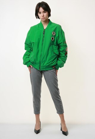 ITALIAN BENETTON VINTAGE GREEN LINED JACKET BOMBER 17950