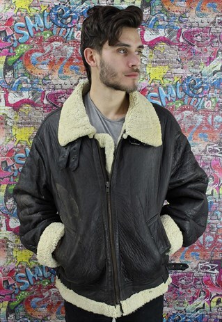 VINTAGE AVIATOR/FLYING JACKET. SHEARLING SHEEP SKIN. UNISEX.
