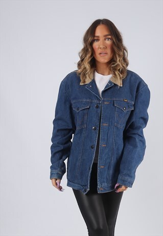 DENIM JACKET WRANGLER LINED OVERSIZED WINTER UK 18 (GK2G)