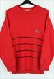 TOP KNIT FINLAND M Crew Neck Sweater Pullover Jumper Red Top