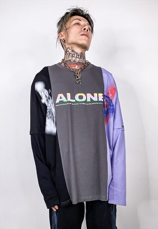 Y2K STITCHED LUMINOUS SWEAT REFLECTIVE SLOGAN BUTTERFLY TEE