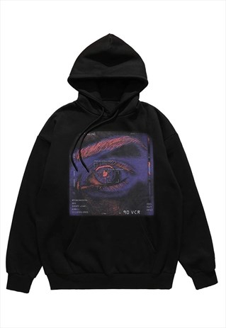 Eye print hoodie CSI pullover raver top cyber punk jumper