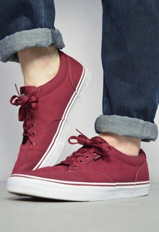 VINTAGE 90S VANS BURGUNDY SKATE SHOES MENS TRAINERS GRUNGE