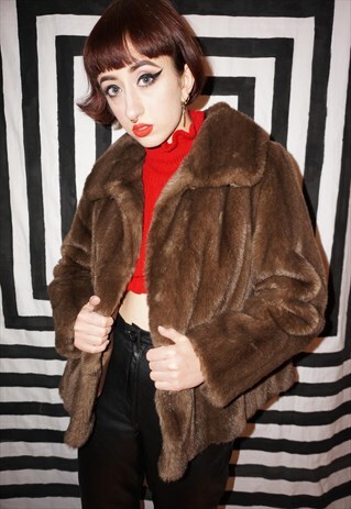 VINTAGE 70S LIGHT BROWN SUPER SOFT LUXURY FAUX FUR COAT