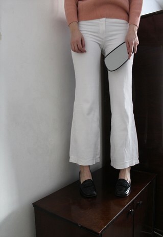 COTTON FLARED WHITE TROUSERS