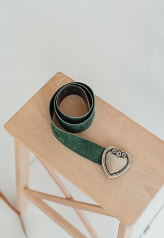 VINTAGE 70S BOHO BELT WITH HEART SHAPED BUCKLE