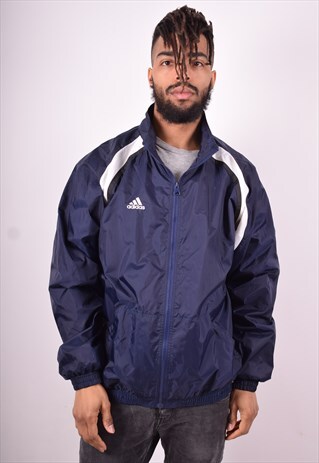 ADIDAS MENS VINTAGE TRACKSUIT TOP JACKET LARGE BLUE 90'S