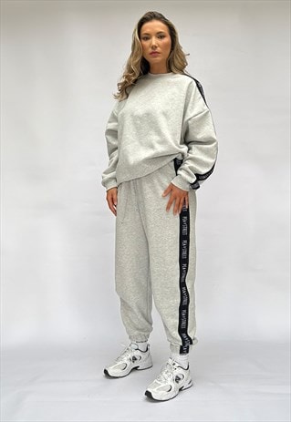 LIGHT GREY TRACKSUIT JOGGERS LOUNGEWEAR PEA STREET LOGO