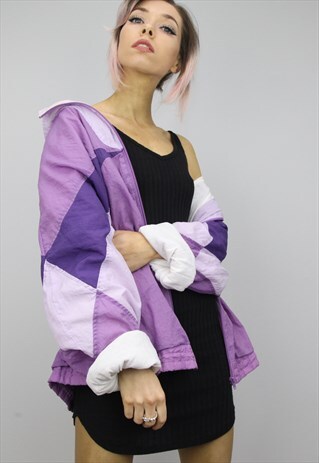 VINTAGE 80S/90S OVERSIZED COLOURFUL SHELL SUIT JACKET