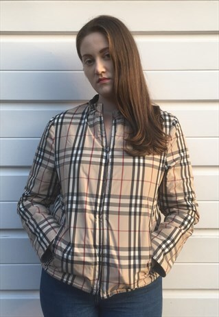 WOMENS BURBERRY REVERSIBLE JACKET GREY FLEECE NOVA CHECK TOP