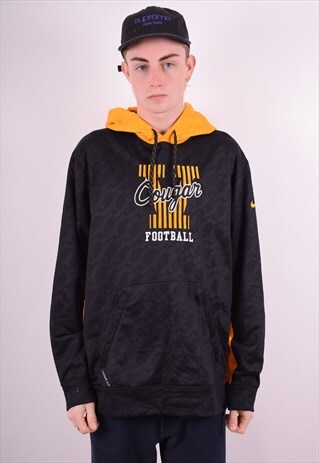 NIKE MENS VINTAGE HOODIE JUMPER XL BLACK 90'S