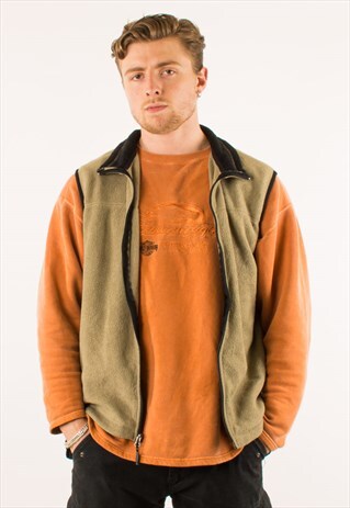VINTAGE BEIGE TIMBERLAND FULL ZIP GILET FLEECE