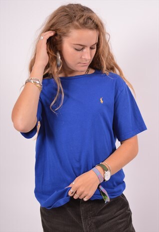VINTAGE POLO RALPH LAUREN T-SHIRT TOP BLUE
