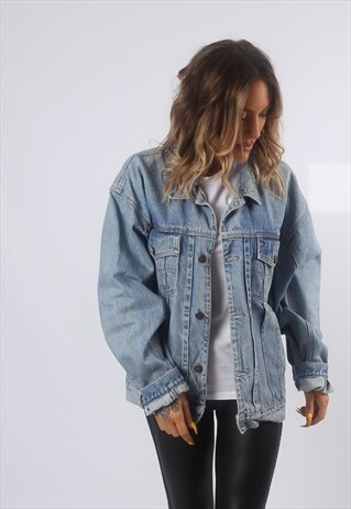 DENIM JACKET OVERSIZED FITTED VINTAGE UK 18 (BG2U)