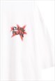 GRUNGE SLOGAN T-SHIRT DARK PLAN TEE RETRO PUNK TOP IN WHITE