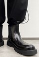 HIGH PLATFORM ANKLE BOOTS ROUNDED TOE TRACTOR SHOES IN BLACK