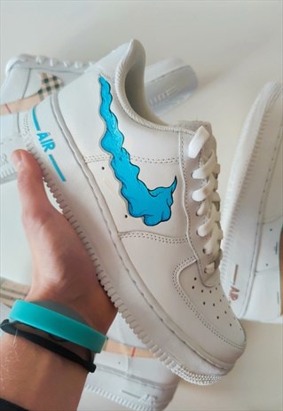 blue and white air force 1s