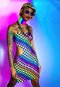 Rainbow Checkered Dress