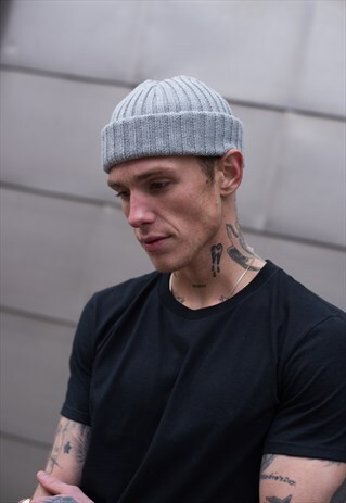 WINTER TRAWLER FISHERMAN BEANIE HAT - HEATHER GREY